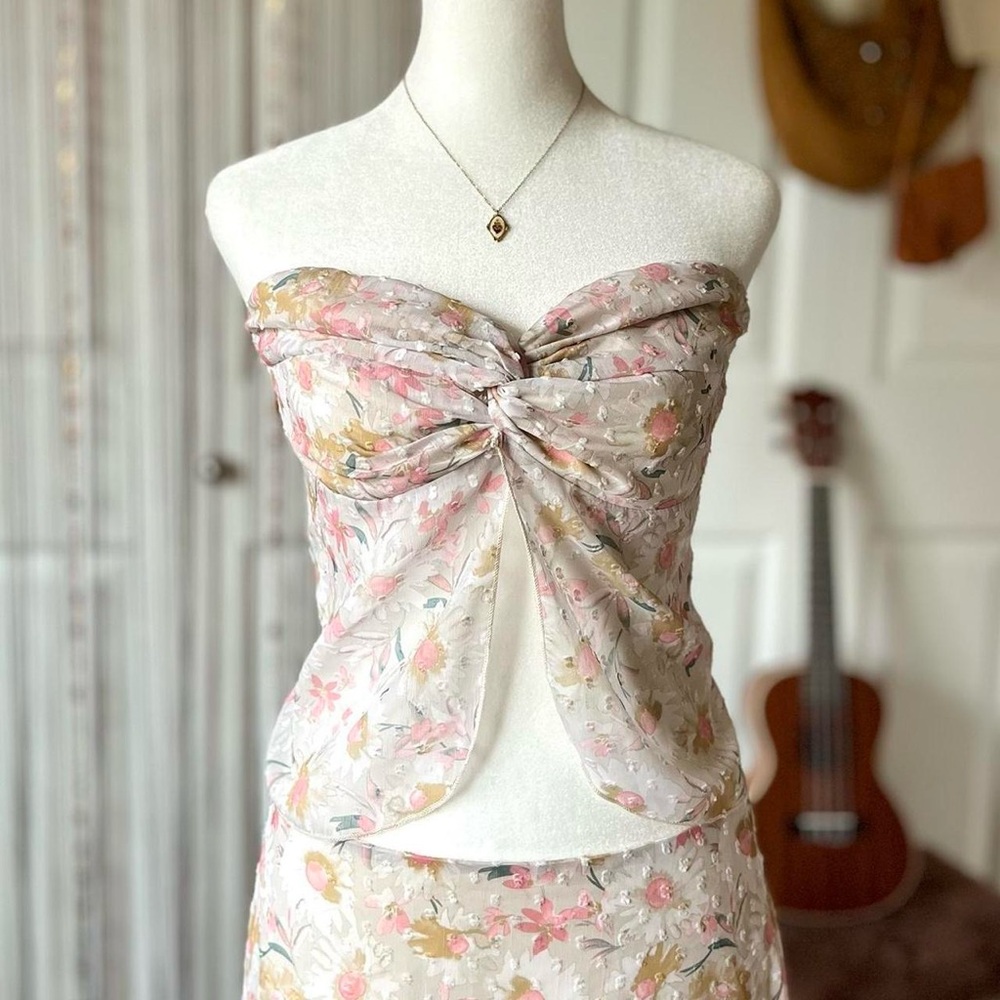 forever 21 split front floral tube top